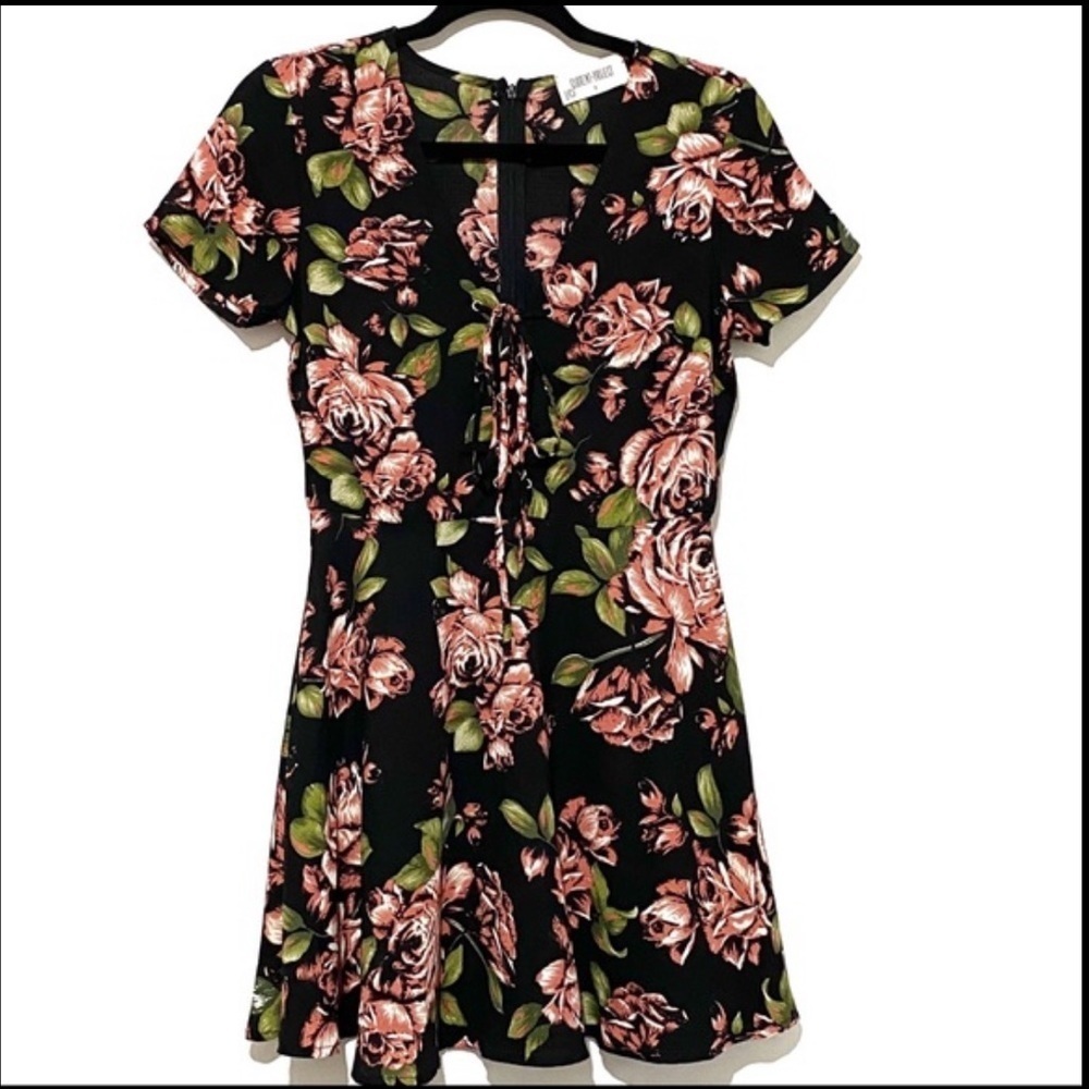 Current Project black floral short sleeve dress